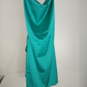 Satin Cowl Neck Tie Back Bodycon Mini dress